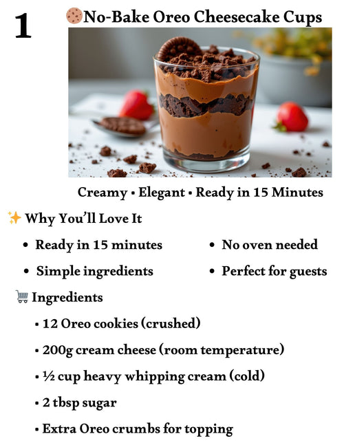 7 No-Bake Dessert Cups Recipes – Easy 20 Minute Digital PDF Cookbook